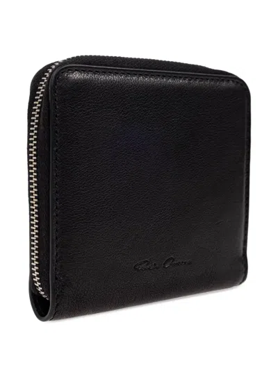 Rick Owens Zip-around Leather Wallet In Black