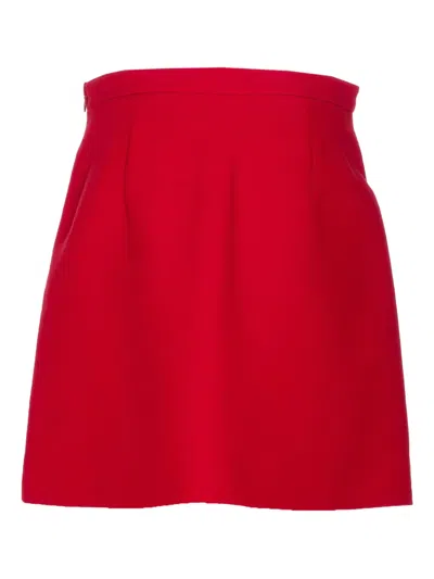 Valentino High Waist Skirt Heart-shaped Buttons In Red