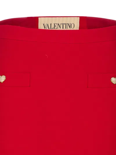 Valentino High Waist Skirt Heart-shaped Buttons In Red