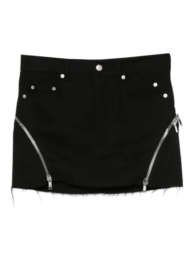 Rick Owens Zip-detail Frayed Mini Skirt In Black