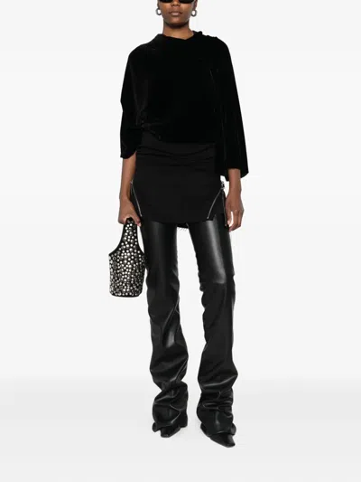 Rick Owens Zip-detail Frayed Mini Skirt In Black