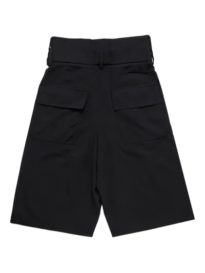 Namacheko Wide-leg Dark Navy Blue Cotton Bermuda Shorts In Black