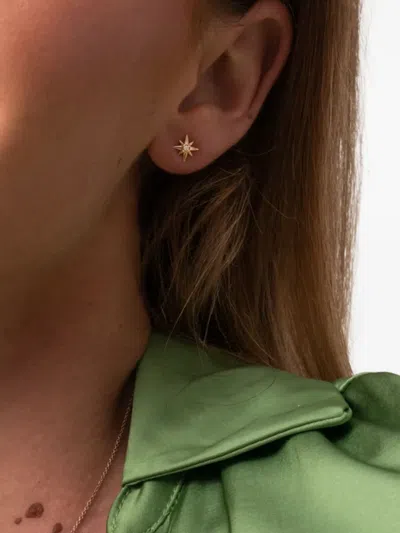 Dower & Hall 14kt Yellow Gold North Star Diamond Earrings In Gold