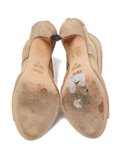 Pre-owned Fendi 110mm Suede Boots In Neutral