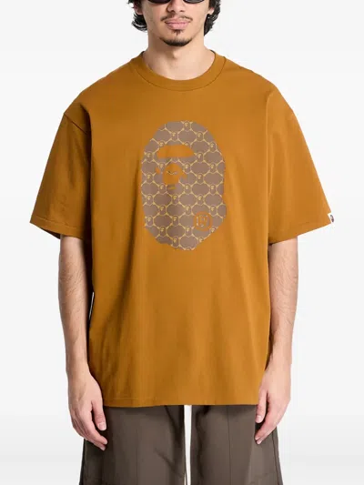 A Bathing Ape Monogram Ape Head T-shirt In Brown