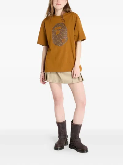 A Bathing Ape Monogram Ape Head T-shirt In Brown