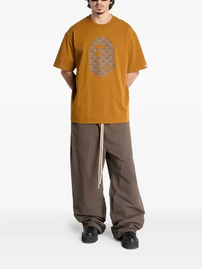 A Bathing Ape Monogram Ape Head T-shirt In Brown