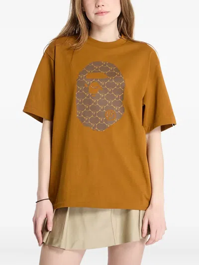 A Bathing Ape Monogram Ape Head T-shirt In Brown