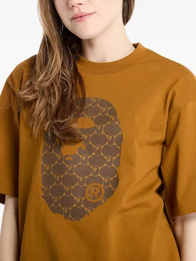 A Bathing Ape Monogram Ape Head T-shirt In Brown