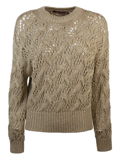 Max Mara Geometric-pattern Knit Sweater In Brown
