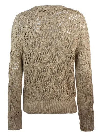 Max Mara Geometric-pattern Knit Sweater In Brown