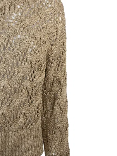 Max Mara Geometric-pattern Knit Sweater In Brown