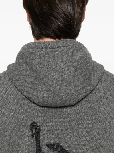 Thom Browne Intarsia Zip-up Hoodie In Gray