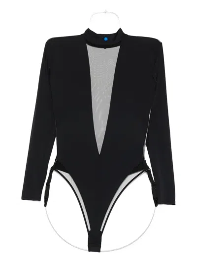Maison Close Pure Tentation Long-sleeve Bodysuit In Black