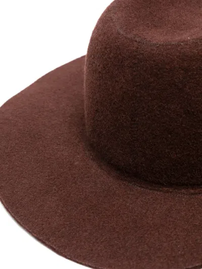 Ruslan Baginskiy Monogram-embellished Fedora Hat With Wide Brim In Brown
