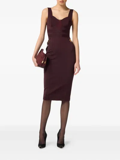 Elisabetta Franchi Structured Bodice Evening Dress In Burgundy
