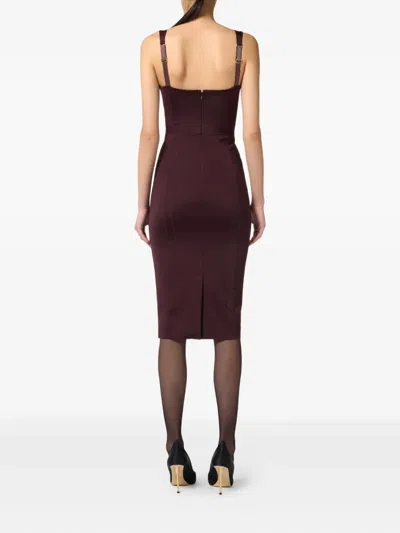 Elisabetta Franchi Structured Bodice Evening Dress In Burgundy