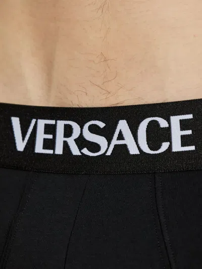Versace Logo-waistband Briefs (pack Of Three) In Black