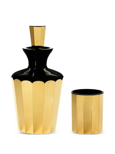 Artel Black Gold-tone Fluted Decanter Set In Gold