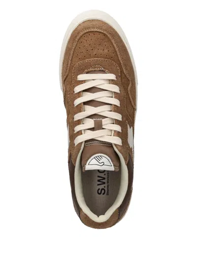 Stepney Workers Club Pearl S-strike Suede Panelled Trainers In Brown