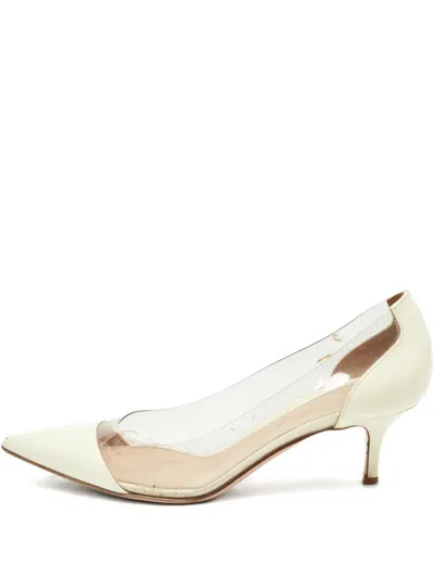 Pre-owned Gianvito Rossi Patent Leather Clear-panel Pumps In Neutral