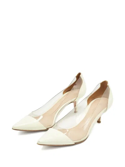Pre-owned Gianvito Rossi Patent Leather Clear-panel Pumps In Neutral