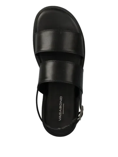 Vagabond Leather Flat Sandals In Black