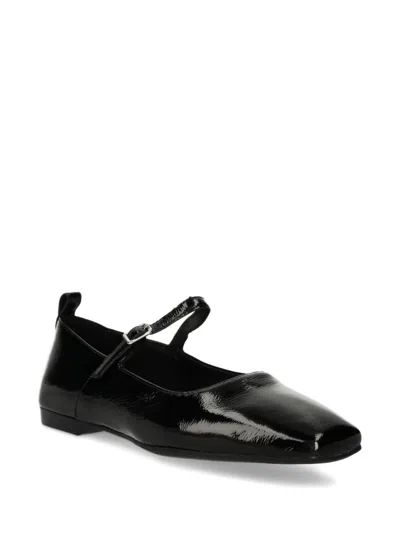 Vagabond Delia Patent-leather Buckled Ballet Flats In Black