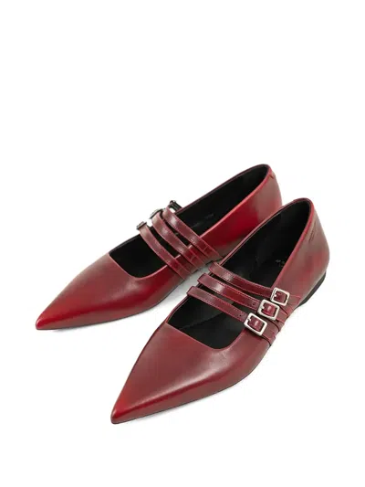 Vagabond Hermine Pointed-toe Buckled Ballet Flats In Brown