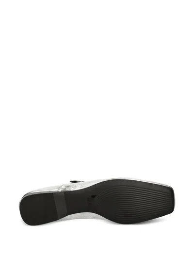 Vagabond Delia Buckle-strap Square-toe Ballet Flats In Silver