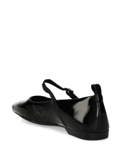 Vagabond Delia Patent-leather Buckled Ballet Flats In Black