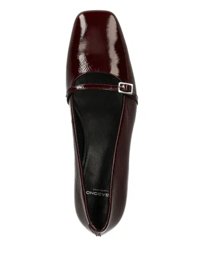 Vagabond Debbi Buckle-detail Square-toe Ballet Flats In Burgundy