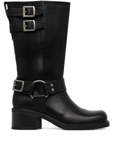 Vagabond Daniella Buckle-strap Leather Boots In Black