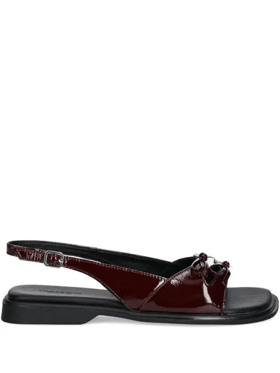 Vagabond Izzy Patent Bow Slingback Sandals In Brown