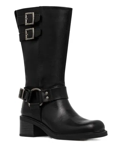 Vagabond Daniella Buckle-strap Leather Boots In Black