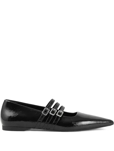 Vagabond Hermine Pointed-toe Buckle Flats In Black