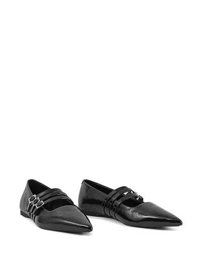 Vagabond Hermine Pointed-toe Buckle Flats In Black