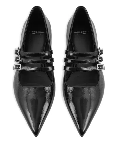 Vagabond Hermine Pointed-toe Buckle Flats In Black