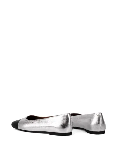 Vagabond Jolin Metallic Leather Ballet Flats In Silver