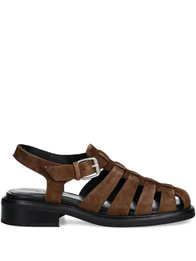 Vagabond Ellis Caged Buckle Sandals In Brown
