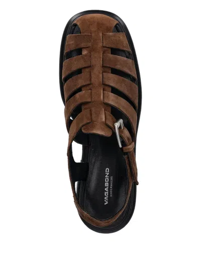 Vagabond Ellis Caged Buckle Sandals In Brown