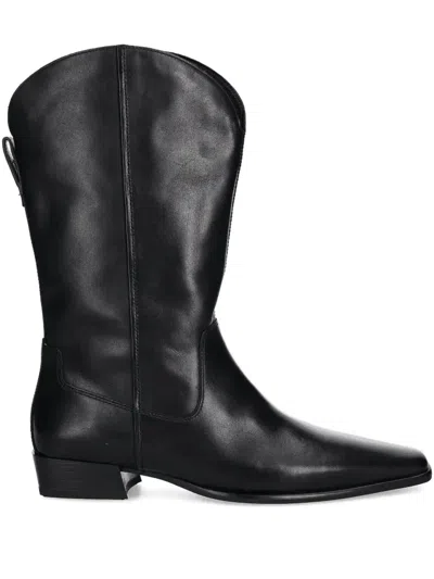 Vagabond Nella Leather Square-toe Cowboy Boots In Black