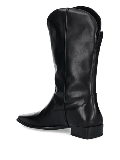 Vagabond Nella Leather Square-toe Cowboy Boots In Black