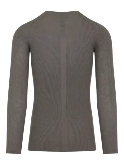 Rick Owens Ribbed Fitted Long-sleeved Top With Classic Crew Neckline