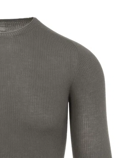 Rick Owens Ribbed Fitted Long-sleeved Top With Classic Crew Neckline