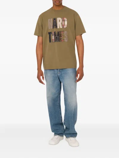 Moschino Embroidered Organic Cotton Jersey T-shirt In Brown
