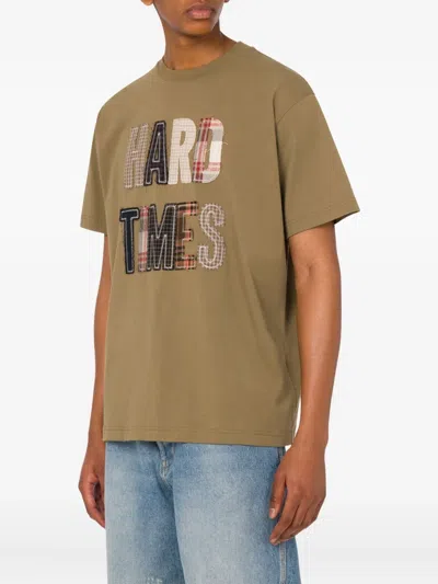 Moschino Embroidered Organic Cotton Jersey T-shirt In Brown