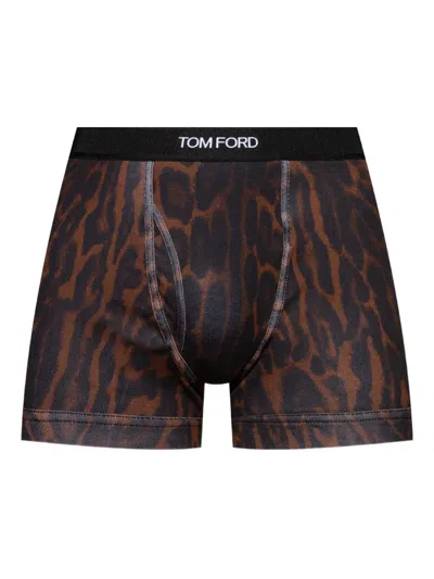 Tom Ford Leopard-print Boxers In Animal Print