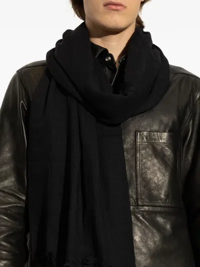 Rick Owens Frayed Scarf In Black