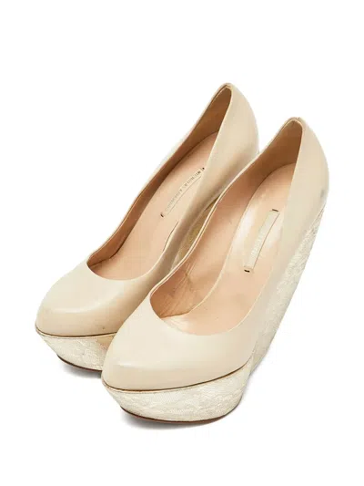 Pre-owned Nicholas Kirkwood 155mm Leather Wedge Pumps